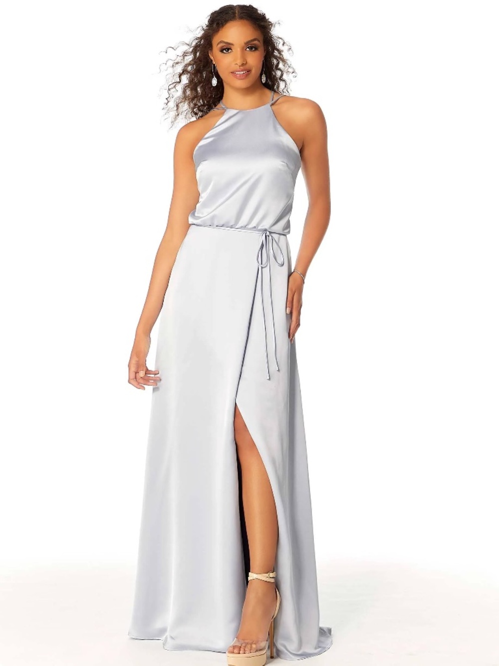 MORI LEE FOG BLUE SATIN GOWN SIZE 20